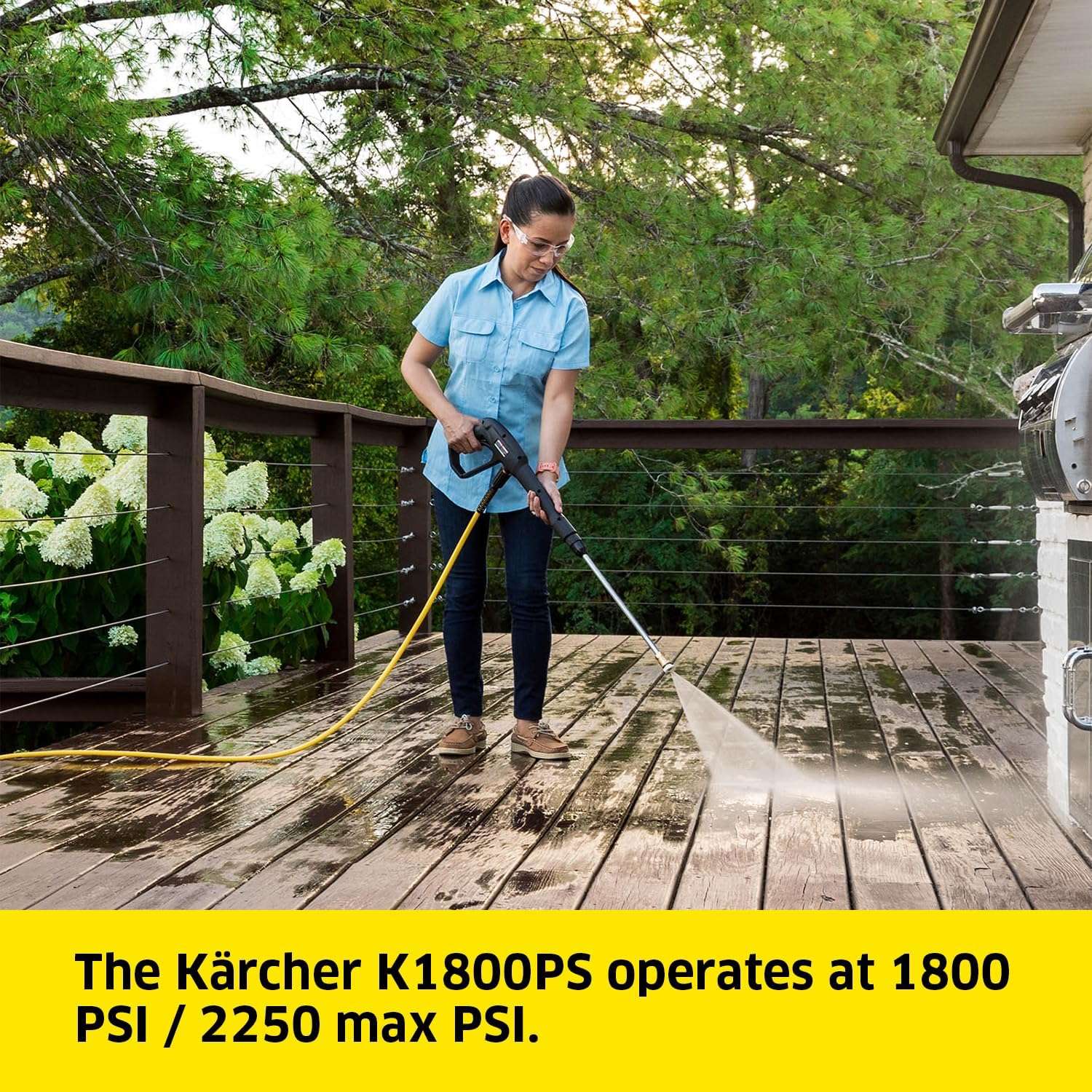 Kärcher K1800PS Max 2250 PSI Electric Pressure Washer with 3 Spray Nozzles - Great for cleaning Cars, Siding, Driveways, Fencing and more - 1.2 GPM - 4