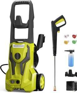 Power Washers Electric Powered - High Pressure Washer for Car Cleaning Machine with Adjustable Spray Nozzle Foam Bottle and Hose Reel 4500 PSI 3.2 GPM, Yellow-Black5 - 1