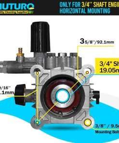 3-4 Shaft Horizontal Pressure Washer Pump, Easy Adjust 2000-3000 PSI, 2.5 GPM, OEM Replacement Pump for Simpson, Honda GC 160, Homelite, and Most Power Washer - 3