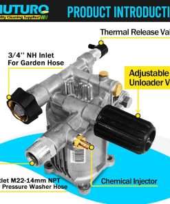 3-4 Shaft Horizontal Pressure Washer Pump, Easy Adjust 2000-3000 PSI, 2.5 GPM, OEM Replacement Pump for Simpson, Honda GC 160, Homelite, and Most Power Washer - 4