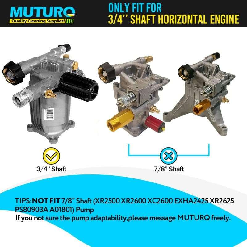 3-4 Shaft Horizontal Pressure Washer Pump, Easy Adjust 2000-3000 PSI, 2.5 GPM, OEM Replacement Pump for Simpson, Honda GC 160, Homelite, and Most Power Washer - 5