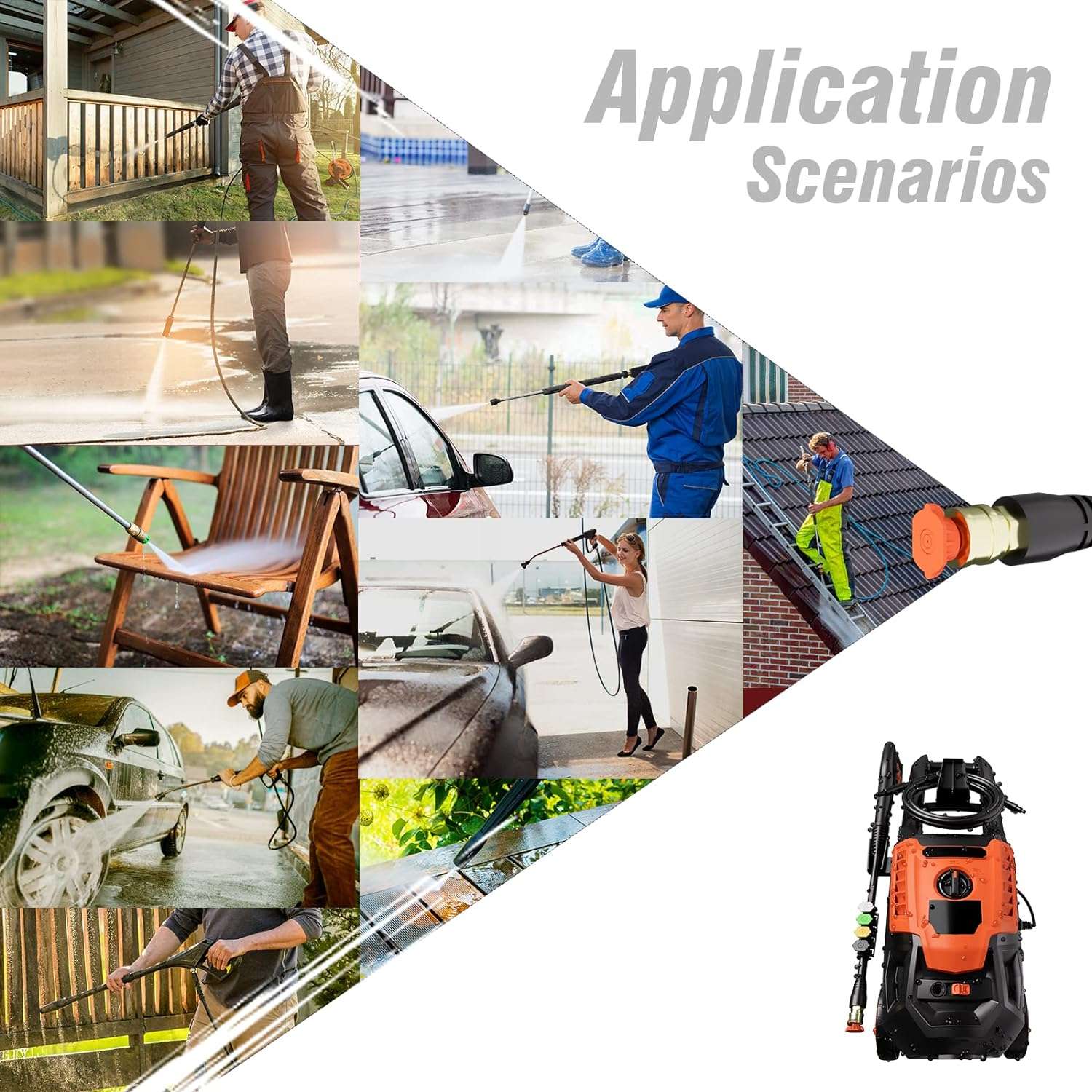 AIVOLT Electric Pressure Washer 3000PSI 2.6GPM High Pressure Power Washer Electric Powered 1800W Portable Pressure Cleaner Machine with 5 Nozzles for Car, Fence and Deck Cleaning - 6