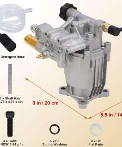 Biswing Pressure Washer Pump, 3-4 Shaft Horizontal Axial Plunger, 3400 PSI Max, 2.5 GPM, Replacement Pumps for Cold Water Gas Power Pressure Washer - 7