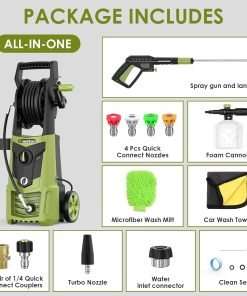 Electric Pressure Washer - 4000PSI 2.8GPM with Nozzle Set, Power Washer with Hose Reel, Foam Cannon Included, Car Wash Machine with Wash Mitt, High Pressure Washer - 3