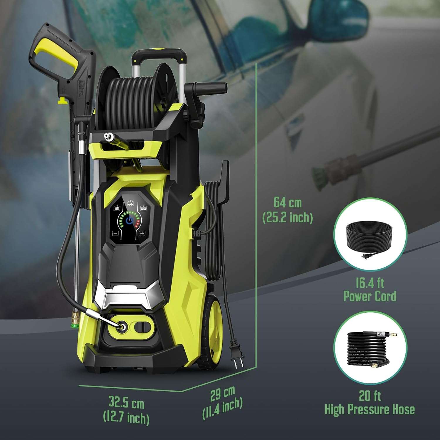 Electric Pressure Washer 4800 PSI 3.5 GPM Power Washer Touch Screen Adjustable Pressure,4 Nozzles and 500ml Foam Cannon Power Washer Cleaning for Patio 4800 PSI - 5