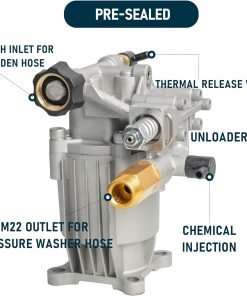 Hourleey 3-4 Shaft Horizontal Pressure Washer Pump, 3400PSI 2.5GPM, Replacement Pump for Power Washer, Power Washer Pump for Gas Washer, Compatible with Simpson, Ryobi, Honda - 3