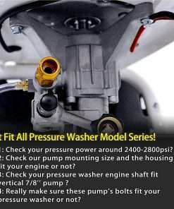 Pressure Washer Pump Replacement, 7-8 Shaft Vertical Pressure Pump, Power Washer Pumps, 2400-2800PSI Pumps Replacement for Pump Pressure Power Washer - 4