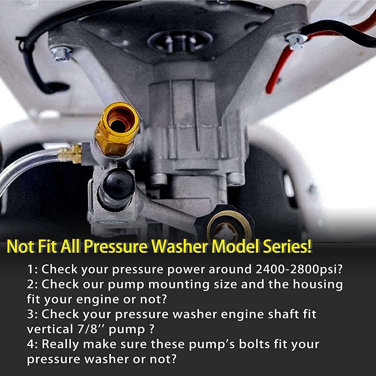 Pressure Washer Pump Replacement, 7-8 Shaft Vertical Pressure Pump, Power Washer Pumps, 2400-2800PSI Pumps Replacement for Pump Pressure Power Washer - 4