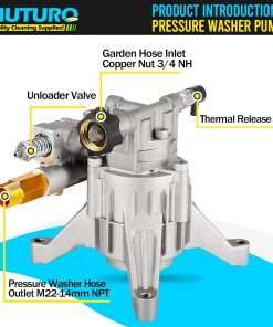 Vertical Pressure Washer Pump 7-8 Shaft, 3000 PSI, 2.5 GPM Replacement Power Washer Pump, Compatible with gcv190, 308653078, Rear facing, M22-14mm Outlet - 3