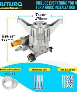 Vertical Pressure Washer Pump 7-8 Shaft, 3000 PSI, 2.5 GPM Replacement Power Washer Pump, Compatible with gcv190, 308653078, Rear facing, M22-14mm Outlet - 4