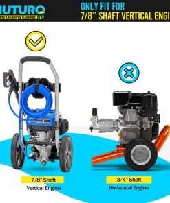 Vertical Pressure Washer Pump 7-8 Shaft, 3000 PSI, 2.5 GPM Replacement Power Washer Pump, Compatible with gcv190, 308653078, Rear facing, M22-14mm Outlet - 5