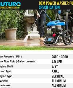 Vertical Pressure Washer Pump 7-8 Shaft, 3000 PSI, 2.5 GPM Replacement Power Washer Pump, Compatible with gcv190, 308653078, Rear facing, M22-14mm Outlet - 7