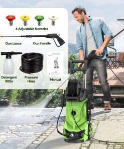 3000 PSI Pressure Washer - 2.6 GPM Portable Electric Power Washer with 4 Different Pressure Nozzles, Foam Cannon Soap Tank for Car Fences Driveway Patio Pool Clean - 5
