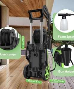3000 PSI Pressure Washer - 2.6 GPM Portable Electric Power Washer with 4 Different Pressure Nozzles, Foam Cannon Soap Tank for Car Fences Driveway Patio Pool Clean - 6