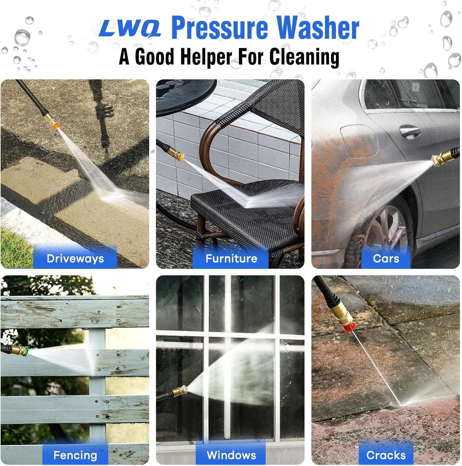 Electric Pressure Washer, 4200 PSI 2.5 GPM Power Washer with 4 Quick Connect Nozzles, High Pressure Cleaning Machine with Foam Cannon for Cars-Fences-Driveways-Patios-Home Cleaning - 4