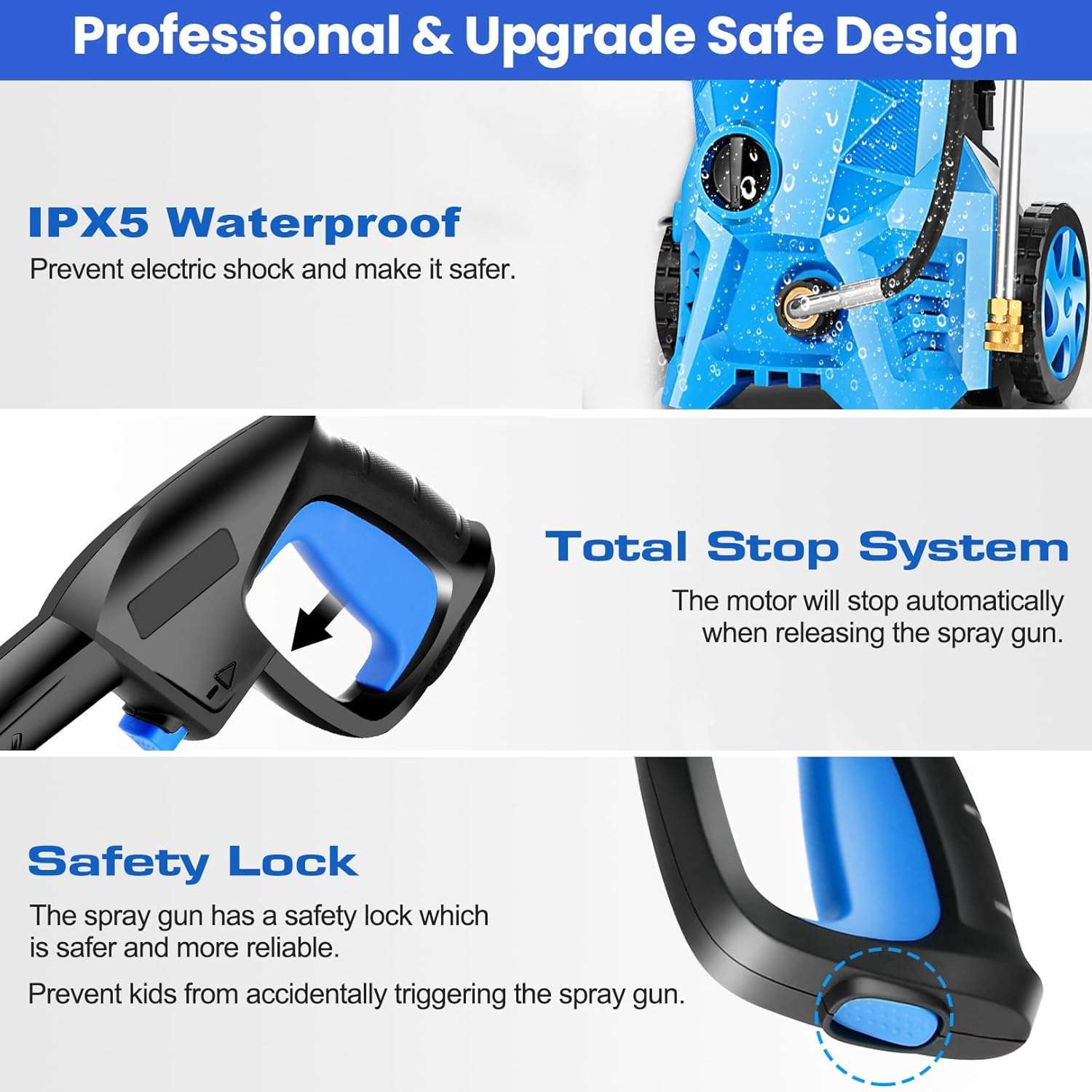 Electric Pressure Washer 4500 PSI 2.8 GPM High Power Washer with 4 Pressure Nozzle and Foam Cannon, powerwashers - 4