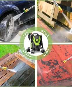 Electric Pressure Washer - 4500 PSI 3.0GPM Electric Power Washer with 4 Anti-Tipping Wheels, 4 Different Nozzles, 35FT Power Cord, Soap Cannon for Car, Garden, Yard, House, Green - 7