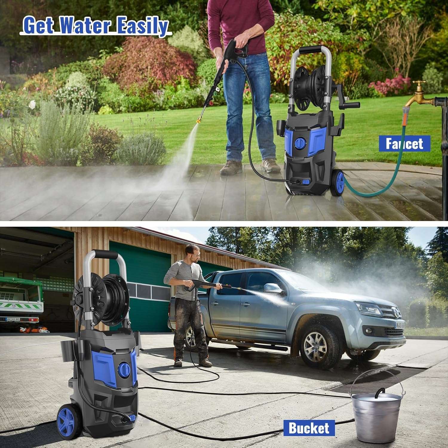 Electric Pressure Washer,4800PSI Max 3.2 GPM 20FT Hose,35FT Power Cord 4 Different Tips Foam Cannon Power Washer - 4
