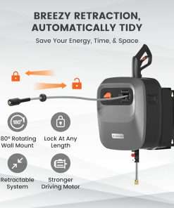 Giraffe Tools Grandfalls Pressure Washer G20 Pro, 2400 PSI 2.0 GPM, Wall Mounted Power Washer with 65FT Hose Reel, 4 Nozzles for Floor-Cars-Fences-Patios, Dark Silver - 3