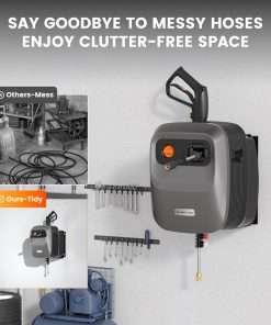 Giraffe Tools Grandfalls Pressure Washer G20 Pro, 2400 PSI 2.0 GPM, Wall Mounted Power Washer with 65FT Hose Reel, 4 Nozzles for Floor-Cars-Fences-Patios, Dark Silver - 4
