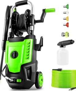 4500 PSI Electric Pressure Washer- 4.0 GPM High Power Washer with 33FT Hose Reel, 4 Spray Tips and Soap Bottle for Car Washing, Fence Cleaning, Patio Maintenance - 1
