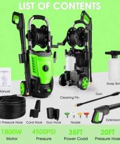 4500 PSI Electric Pressure Washer- 4.0 GPM High Power Washer with 33FT Hose Reel, 4 Spray Tips and Soap Bottle for Car Washing, Fence Cleaning, Patio Maintenance - 7
