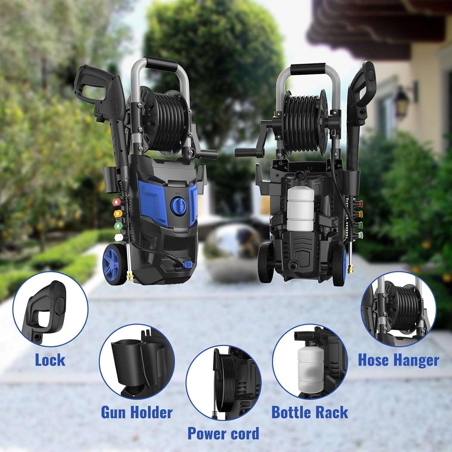 Electric Pressure Washer for Car, Patio, Driveway, Garden, Outdoor Surface Cleaning - 5