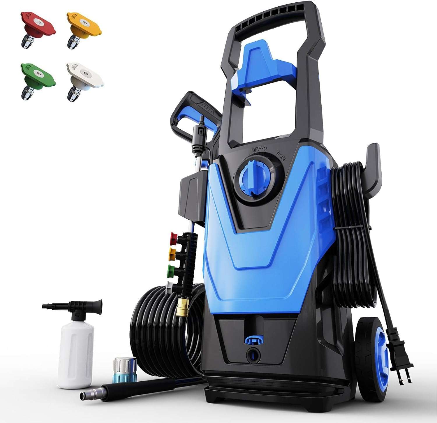 Electric Pressure Washer, Power Washer with Cleaning Range, 4 Nozzles, Foam Cannon, High Pressure Cleaning Machine for Cars - 1