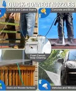 Electric Pressure Washer, Power Washer with Cleaning Range, 4 Nozzles, Foam Cannon, High Pressure Cleaning Machine for Cars - 3