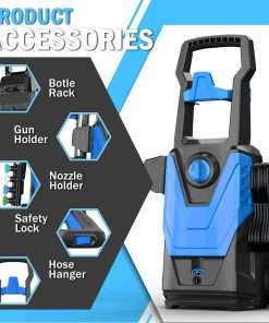 Electric Pressure Washer, Power Washer with Cleaning Range, 4 Nozzles, Foam Cannon, High Pressure Cleaning Machine for Cars - 4