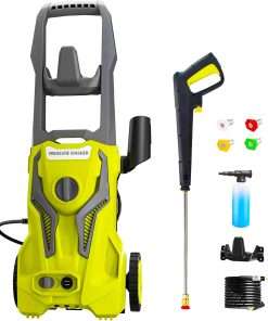 Power Washers Electric Powered 5000PSI-max 3.2GPM High Pressure Washer Car Cleaning Machine with Adjustable Spray Nozzle and Foam Cannon for Home Driveway Patio Deck, Light Yellow - 1