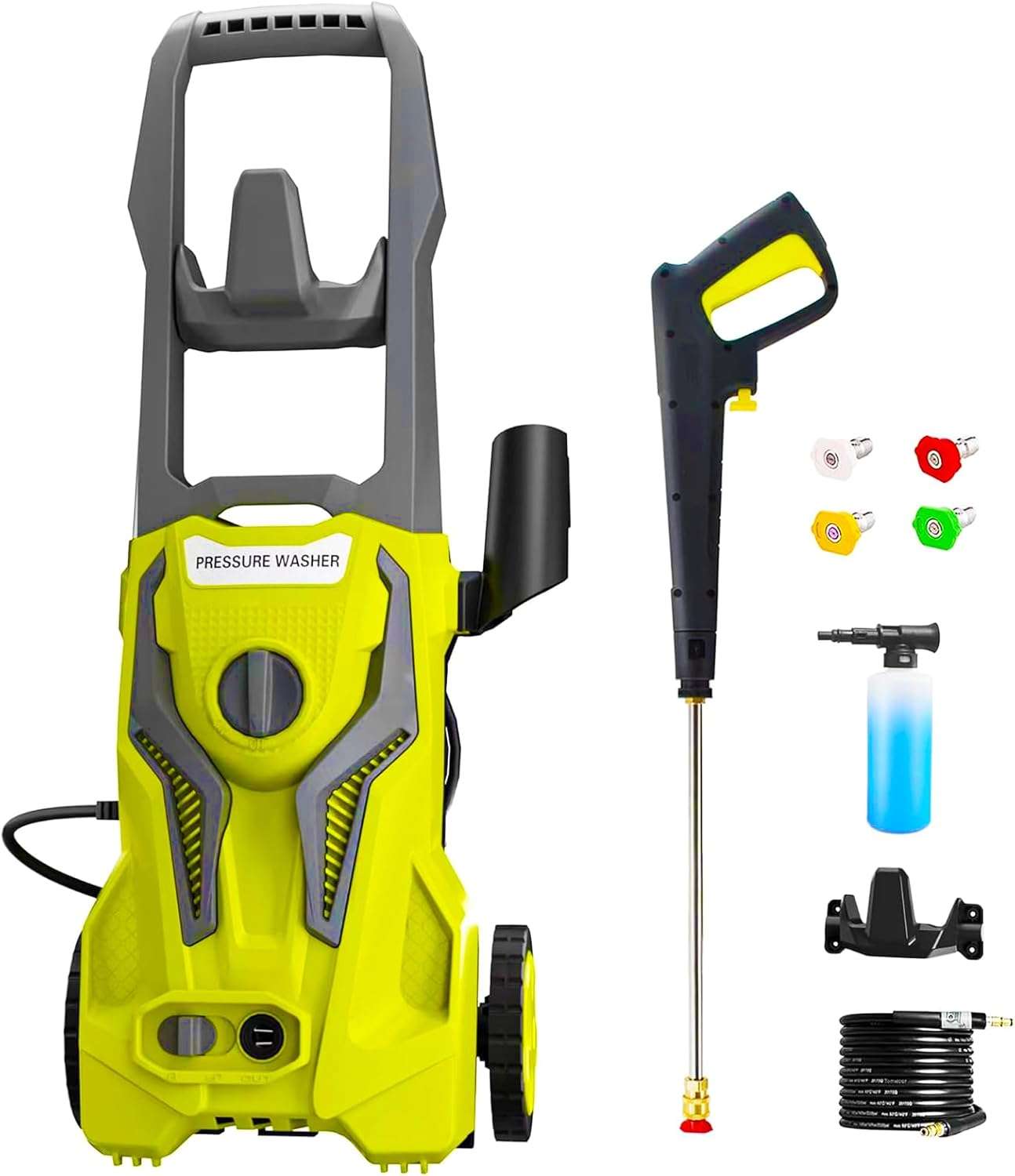 Power Washers Electric Powered 5000PSI-max 3.2GPM High Pressure Washer Car Cleaning Machine with Adjustable Spray Nozzle and Foam Cannon for Home Driveway Patio Deck, Light Yellow - 1