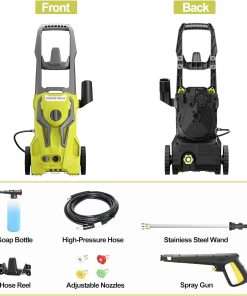 Power Washers Electric Powered 5000PSI-max 3.2GPM High Pressure Washer Car Cleaning Machine with Adjustable Spray Nozzle and Foam Cannon for Home Driveway Patio Deck, Light Yellow - 3