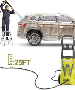 Power Washers Electric Powered 5000PSI-max 3.2GPM High Pressure Washer Car Cleaning Machine with Adjustable Spray Nozzle and Foam Cannon for Home Driveway Patio Deck, Light Yellow - 4