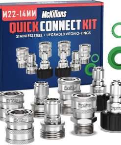 McKillans® M22-14mm Pressure Washer Quick Connect Kit, M22-14mm to 3-8 Male Female Quick Disconnect Kit for Power Washer (Stainless Steel) - 1