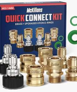 McKillans® Pressure Washer Quick Connect Kit, M22-14mm to 3-8 Male Female Quick Disconnect Kit for Power Washer (Brass) - 1