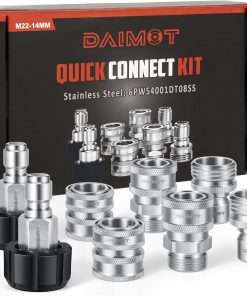 Premium Pressure Washer Quick Connect Kit, M22 Swivel to 3-8 Quick Connect, 3-4 to Quick Release, M22 14mm Quick Connect Pressure Washer Fittings Adapter Set for Patio Cleaning - 1
