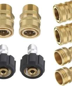 Universal Pressure Washer Quick Connect Adapter Set, M22-14mm to 3-8 Quick Disconnect, 3-4 GHT Quick Release, 5000 PSI - 1