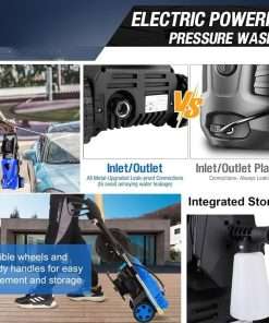 5000PSI Electric Pressure Washer - 2025 New Electric Power Washer with Upgraded 33ft Pressure Washer Hose Reel, Foam Cannon, 4 Nozzle Set, Power Washer for House-Patios-Car-Fence, Blue - 9