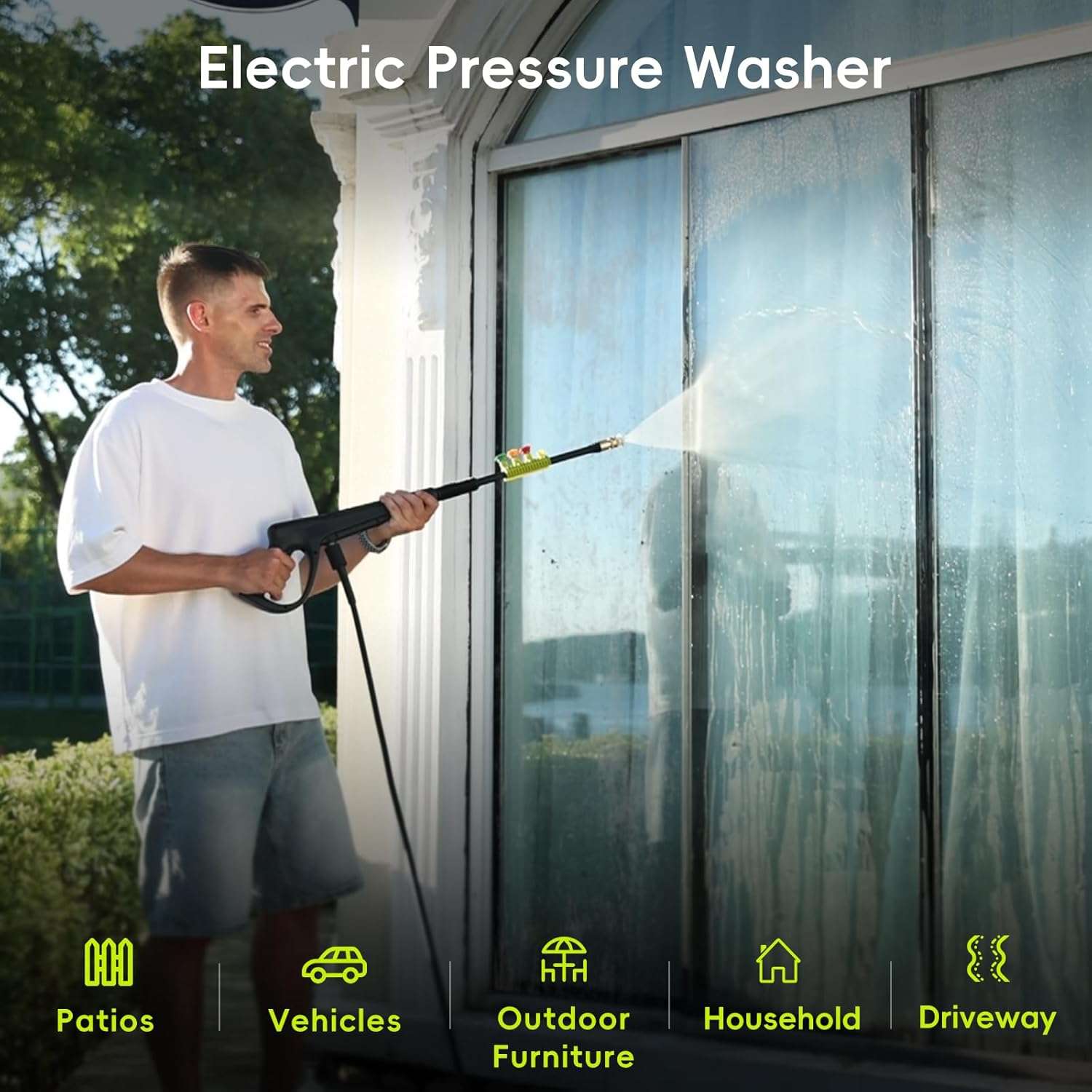 Electric Pressure Washer - 4200 Max PSI, 2.5 GPM Power Washer with 4 Quick-Connect Nozzles, Foam Cannon, 1800 Watt High Pressure Washer for Cars, Decks, Driveways, Home, Patios - 2