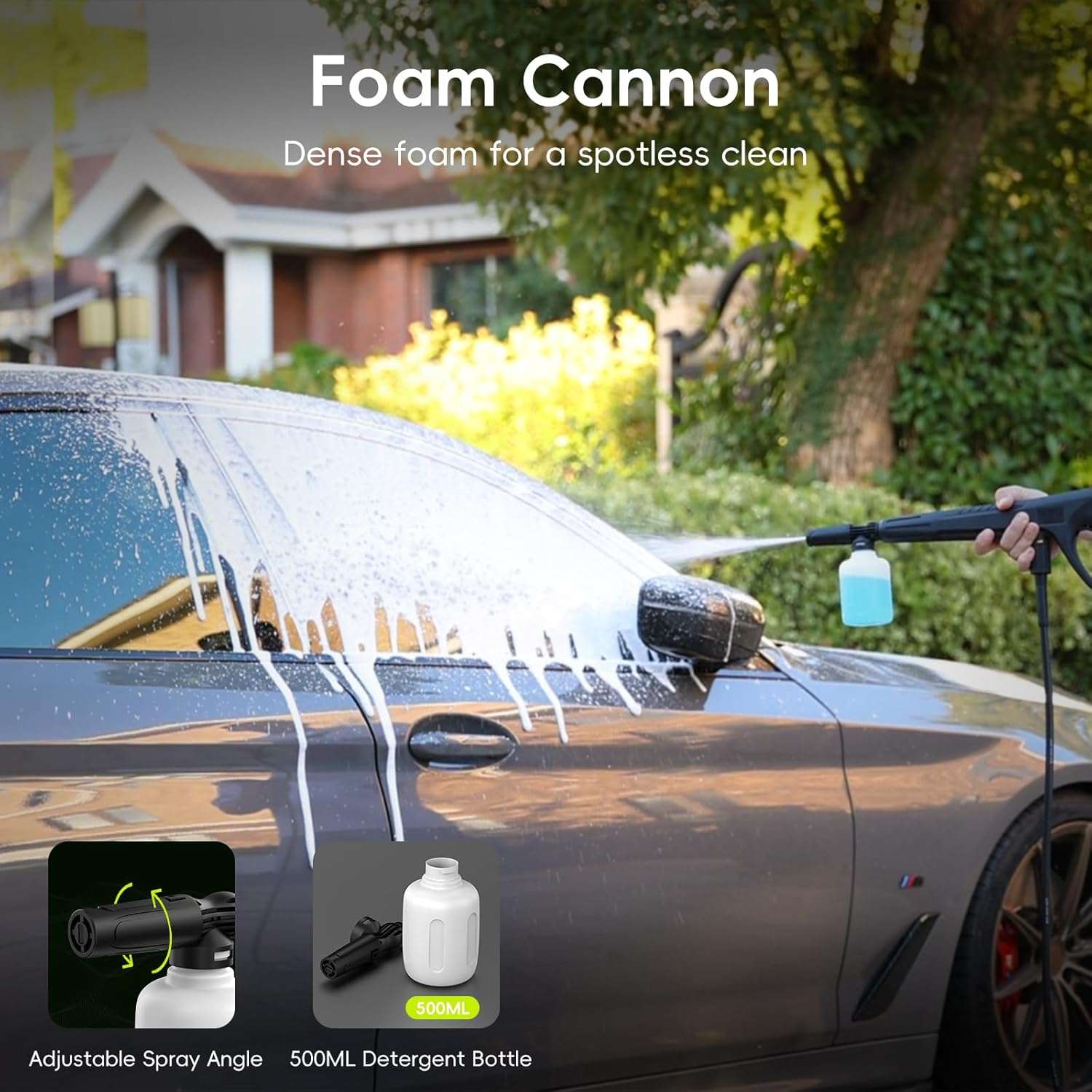 Electric Pressure Washer - 4200 Max PSI, 2.5 GPM Power Washer with 4 Quick-Connect Nozzles, Foam Cannon, 1800 Watt High Pressure Washer for Cars, Decks, Driveways, Home, Patios - 4