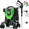 Electric Pressure Washer 4800 PSI 3.0 GPM High Power Washer with Anti-Tipping, 35FT Power Cord, Cleaning Machine with Foam Cannon for Cars Fences Driveways Patios Home Cleaning Green - 1