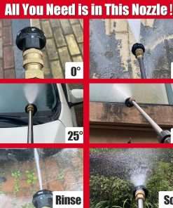 Meteor Blast Pressure Washer Nozzle, 6-in-1 Quick Change over and Adjustable, Power Washer Tips Replacement with 1-4 inch Quick Connector, MAX 4500PSI for Pressure Washer - 3