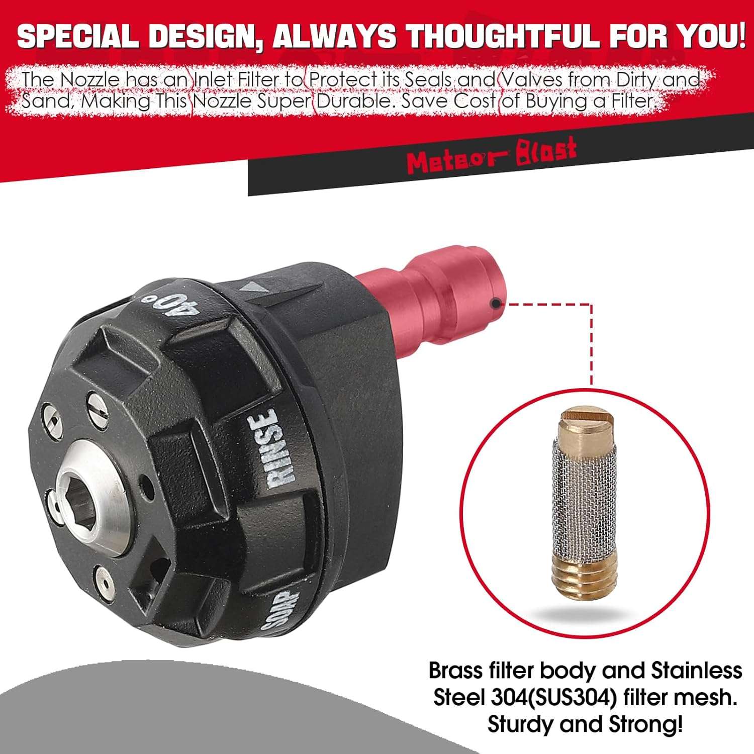 Meteor Blast Pressure Washer Nozzle, 6-in-1 Quick Change over and Adjustable, Power Washer Tips Replacement with 1-4 inch Quick Connector, MAX 4500PSI for Pressure Washer - 5
