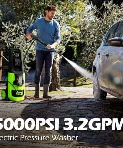 Pressure Washer, 5000PSI 3.2GPM Adjustable Touch Screen with 55FT Total Length Power Washer Electric Powered 4 Nozzles for Driveways Furniture or Cars 2000W, Green - 2