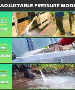 Pressure Washer, 5000PSI 3.2GPM Adjustable Touch Screen with 55FT Total Length Power Washer Electric Powered 4 Nozzles for Driveways Furniture or Cars 2000W, Green - 4