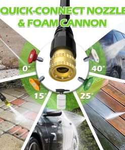 Pressure Washer, 5000PSI 3.2GPM Adjustable Touch Screen with 55FT Total Length Power Washer Electric Powered 4 Nozzles for Driveways Furniture or Cars 2000W, Green - 5