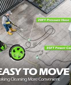 Pressure Washer, 5000PSI 3.2GPM Adjustable Touch Screen with 55FT Total Length Power Washer Electric Powered 4 Nozzles for Driveways Furniture or Cars 2000W, Green - 6