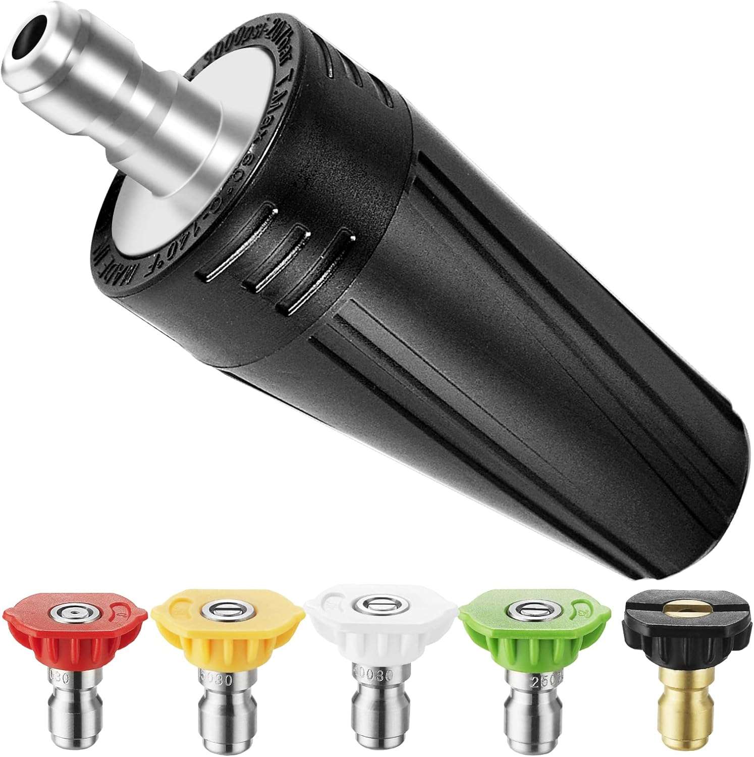 Pressure Washer Turbo Nozzle, 360° Rotating Power Washer Tips, 3400 PSI with 1-4 Quick Connect, 5 Spray Nozzle Tips Replacement For Ryobi, Karcher, Greenworks, and More - 1