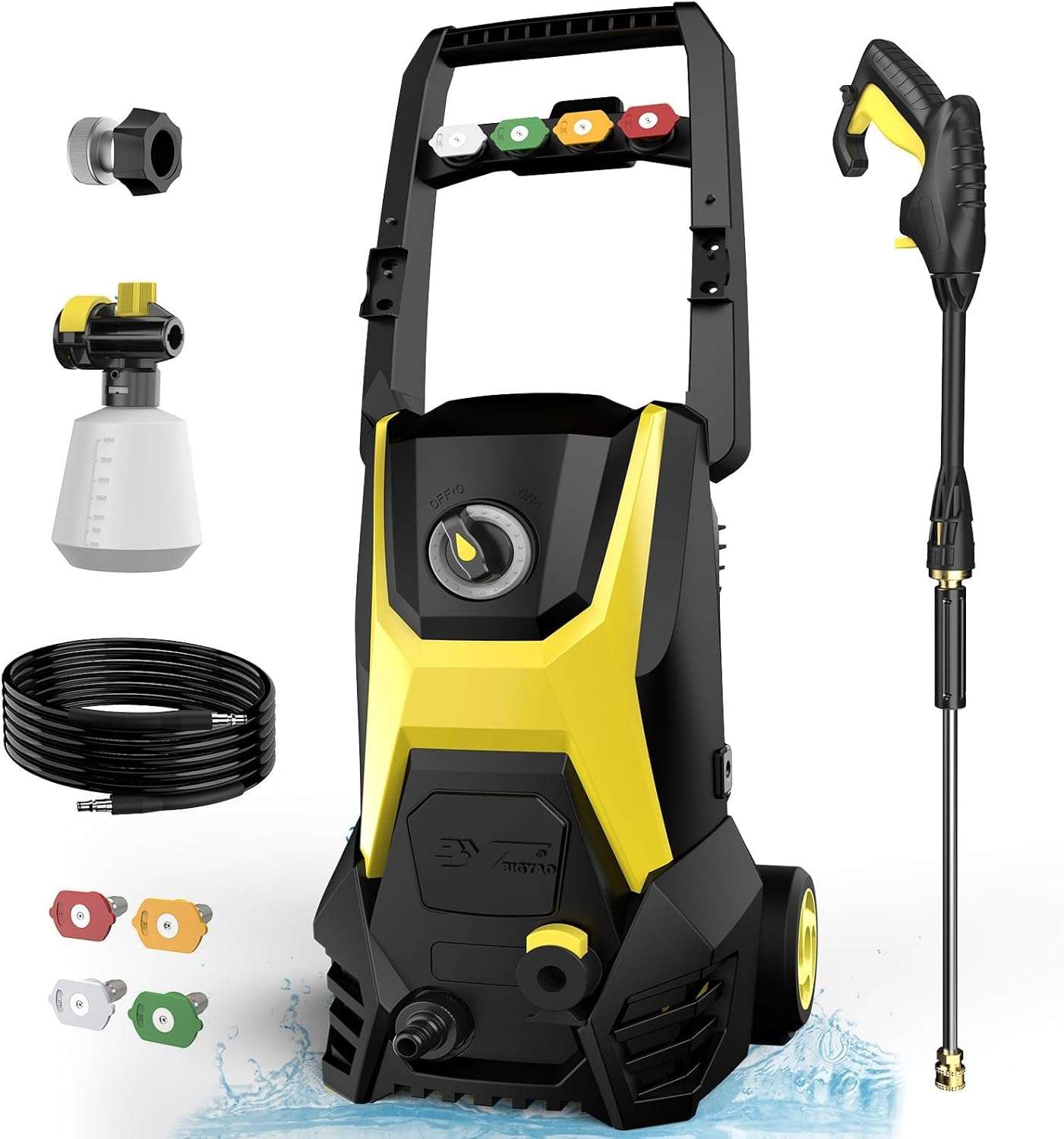 Electric Pressure Washer, 4800PSI Max 3.0 GPM Power Washer with 20FT Hose, 35FT Cord, 4 Nozzles Foam Cannon High Pressure Washer for Car Patio Garden - 1